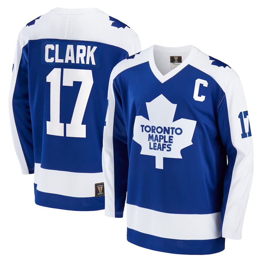 Men Toronto Maple Leafs #17 Wendel Clark Fanatics Branded Blue Breakaway Retired Player NHL Jersey